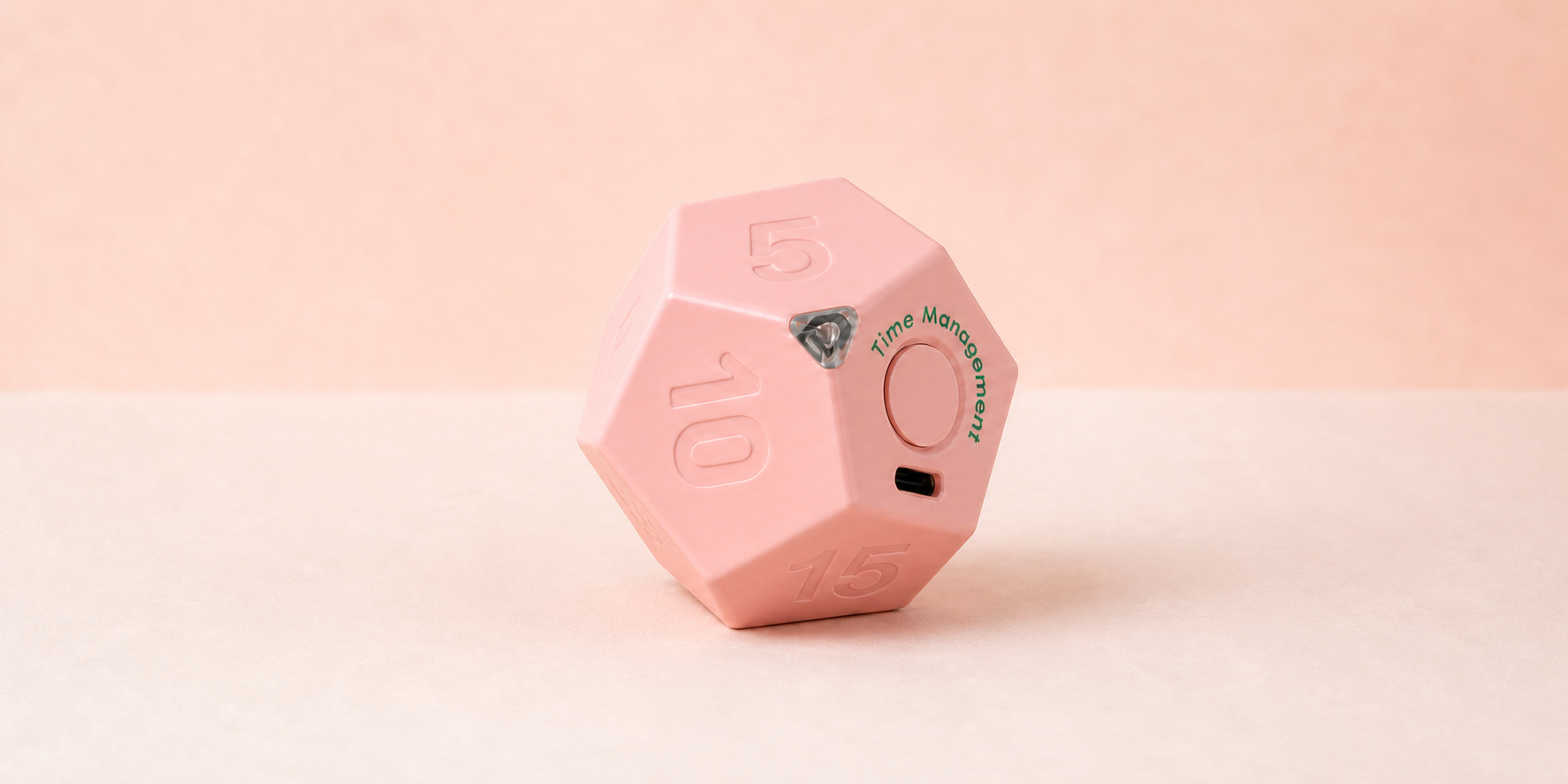 Pink Tiltick FlipTimer on a warm neutral background